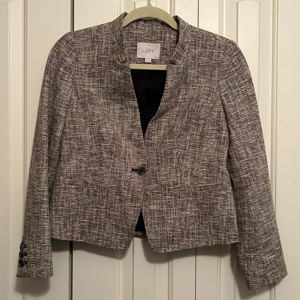 Gray LOFT Tweed Blazer
